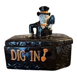 YANKEE CANDLE Halloween Black Coffin Candy Dish "Dig In"‎ 7.5"x4"x7.5"